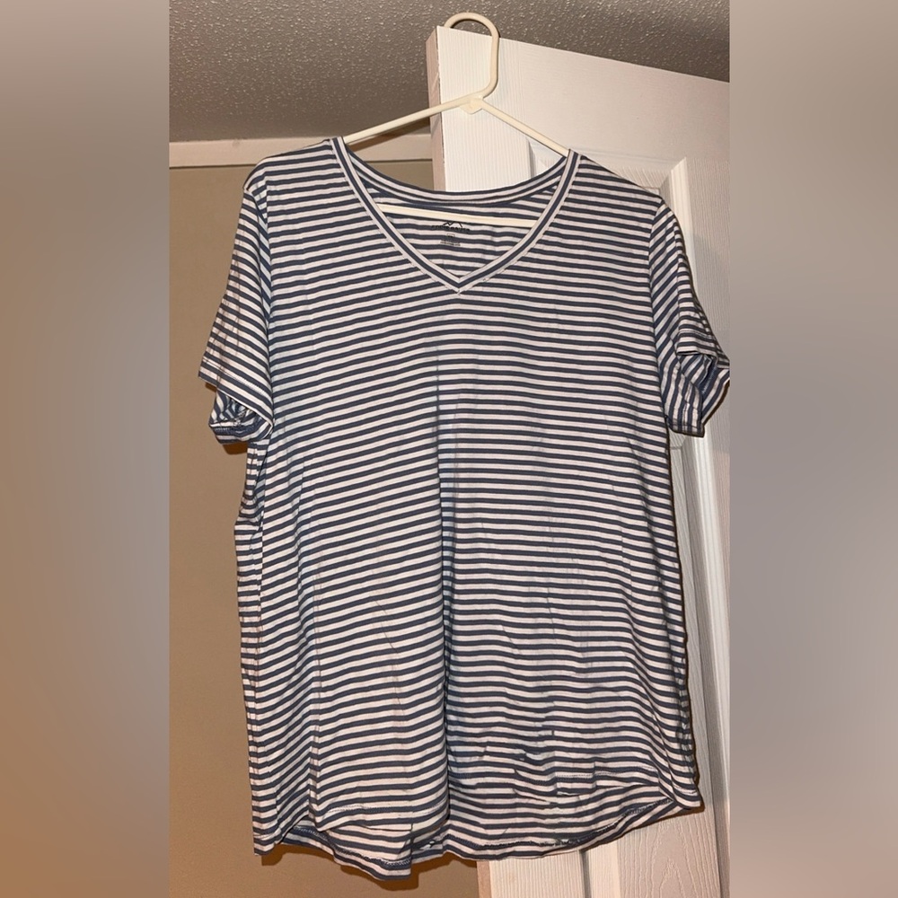 Eddie Bauer Navy and White Striped Top